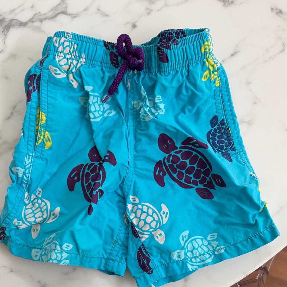 Vilebrequin Turquoise Turtle Print Kids Shorts